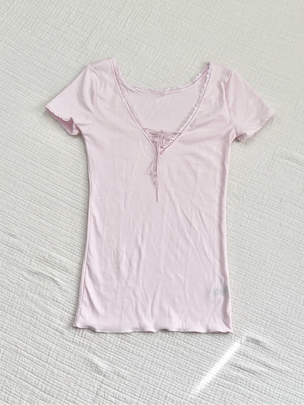 brandy melville style lace up pink top